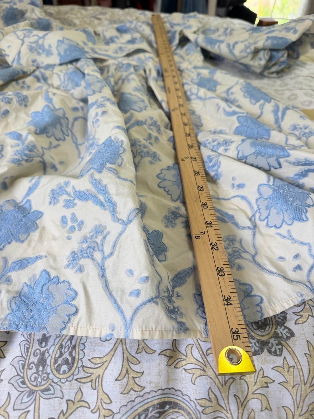 ASOS Edition Blue Floral Jacquard Babydoll Mini Dress Puff Sleeve Ruffle US 12 - Picture 9 of 13